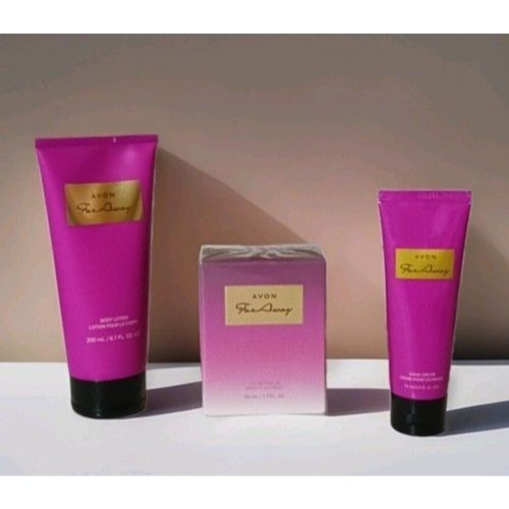 Lot Of 3 AVON Far Away EDP Spray Body Lotion & Hand Cream 1.7 Ozs , 6.7 Ozs 2.5